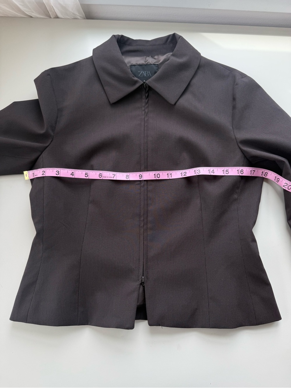 NWT Zara Striped Zipper Jacket Brown M - Picture 8 of 11